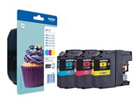 Brother LC123 RainbowPack - 3-pack - Lång livslängd - gul, cyan, magenta - original - blister med akustiskt/elektromagnetiskt larm - bläckpatron - för Brother DCP-J132, J152, J172, J552, J752, MFC-J245, J470, J650, J6520, J6720, J6920, J870 LC123RBWBPDR