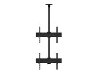 Multibrackets M Ceiling Mount Pro MBC2U - Monteringssats (takplatta, skyddslock för takplatta, 4 x fasta armar, 2 stångklämmor, 4 förlängningsrör (80 cm), 2 skenor) - för 2 LCD-bildskärmar - aluminium, stål - svart - skärmstorlek: 40"-65" - takmonterbar 7350073733545