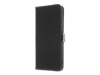 Insmat - Vikbart fodral för mobiltelefon - genuint läder, termoplastisk polyuretan (TPU), kartong+papper+aluminiumfolie, bomullssömmar - svart - för Xiaomi Redmi 10C 650-3080