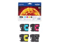 Brother LC980VALBP - 4-pack - svart, gul, cyan, magenta - original - blister - bläckpatron - för Brother DCP-145, 163, 165, 195, 365, 373, 375, 377, MFC-250, 255, 290, 295, 297 LC980VALBP