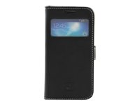 Insmat Exclusive - Skydd för mobiltelefon - läder - svart - för Samsung Galaxy S4 Mini 650-2040
