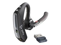HP Poly Voyager 5200 UC - Headset - inuti örat - Bluetooth - trådlös, kabelansluten - USB-A via Bluetooth-adapter - svart - Certifierad för Microsoft-teams 7K2E1AA