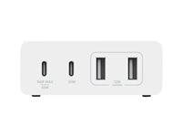 Belkin BoostCharge GaN - Strömadapter - 108 Watt - 4 utdatakontakter (2 x USB, 2 x USB-C) - vit WCH010VFWH