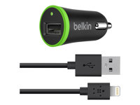 Belkin Car Charger - Strömadapter för bil - 10 Watt - 2.1 A (USB) - på kabel: Lightning - svart F8J078BT04-BLK