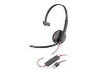 Poly Blackwire 3210 - Blackwire 3200 Series - headset - på örat - kabelansluten - USB-A - svart - Skype-certifierat, Avaya-certifierad, Cisco Jabber-certifierad 80S01AA