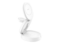 Belkin BoostCharge - Trådlöst laddställ - 3-in-1, magnetic, compact + växelströmsadapter - 15 Watt - vit WIZ034KQWH