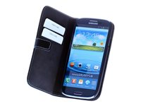 Insmat Exclusive - Skydd för mobiltelefon - läder - svart - för Samsung Galaxy S III 650-9988