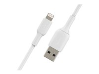 Belkin BOOST CHARGE - Lightning-kabel - Lightning hane till USB hane - 1 m - vit (paket om 2) CAA001BT1MWH2PK