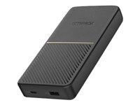 OtterBox - Power bank - 20000 mAh - 18 Watt - 3 A - PD 3.0, QC 3.0, Fast Charge, Apple Fast Charge, AFC, Huawei Fast Charge, PE 2.0+, SFCP, USB BC 1.2 - 2 utdatakontakter (USB, USB-C) - på kabel: USB-C - skymningssvart 78-80642