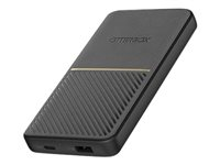 OtterBox - Power bank - 10000 mAh - 18 Watt - 3 A - PD 3.0, QC 3.0, Fast Charge, Apple Fast Charge, AFC, Huawei Fast Charge, PE 2.0+, SFCP, USB BC 1.2 - 2 utdatakontakter (USB, USB-C) - på kabel: USB-C - skymningssvart 78-80690