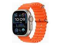 Apple Watch Ultra 2 - 49 mm - titan - smart klocka med Ocean-band - fluoroelastomer - orange - handledsstorlek: 130-200 mm - 64 GB - LTE, Wi-Fi, Bluetooth, UWB - 4G - 61.4 g MREH3KS/A