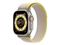 Apple Watch Ultra - 49 mm - titan - smart klocka med Trail Loop - mjukt nylon i dubbla lager - gul/beige - bandstorlek: M/L - 32 GB - Wi-Fi, LTE, UWB, Bluetooth - 4G - 61.3 g MQFU3KS/A