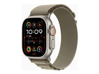 Apple Watch Ultra 2 - 49 mm - titan - smart klocka med Alpine Loop - textil - oliv - bandstorlek: M - 64 GB - LTE, Wi-Fi, Bluetooth, UWB - 4G - 61.4 g MREY3KS/A