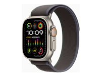 Apple Watch Ultra 2 - 49 mm - titan - smart klocka med Trail Loop - nylonväv - blå/svart - bandstorlek: M/L - 64 GB - LTE, Wi-Fi, Bluetooth, UWB - 4G - 61.4 g MRF63KS/A