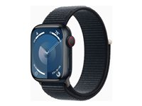 Apple Watch Series 9 (GPS + Cellular) - 41 mm - midnattsaluminium - smart klocka med sportögla - mjukt nylon i dubbla lager - midnatt - 64 GB - Wi-Fi, Bluetooth, UWB, LTE - 4G - 32.1 g MRHU3KS/A