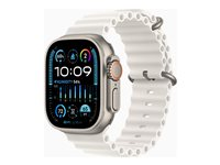 Apple Watch Ultra 2 - 49 mm - titan - smart klocka med Ocean-band - fluoroelastomer - vit - handledsstorlek: 130-200 mm - 64 GB - LTE, Wi-Fi, Bluetooth, UWB - 4G - 61.4 g MREJ3KS/A