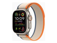 Apple Watch Ultra 2 - 49 mm - titan - smart klocka med Trail Loop - nylonväv - orange/beige - bandstorlek: M/L - 64 GB - LTE, Wi-Fi, Bluetooth, UWB - 4G - 61.4 g MRF23KS/A