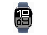 Apple Watch Series 10 (GPS + Cellular) - 46 mm - silveraluminium - smart klocka med sportband - fluoroelastomer - denim - bandstorlek: M/L - 64 GB - LTE, Wi-Fi 4, UWB, Bluetooth - 4G - 35.3 g MWY13QN/A