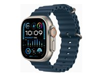 Apple Watch Ultra 2 - 49 mm - titan - smart klocka med Ocean-band - fluoroelastomer - blå - handledsstorlek: 130-200 mm - 64 GB - LTE, Wi-Fi, Bluetooth, UWB - 4G - 61.4 g MREG3KS/A
