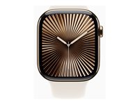 Apple Watch Series 10 (GPS + Cellular) - 46 mm - guld titan - smart klocka med sportband - fluoroelastomer - starlight - bandstorlek: S/M - 64 GB - LTE, Wi-Fi 4, UWB, Bluetooth - 4G - 41.7 g MWYX3QN/A