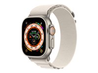 Apple Watch Ultra - 49 mm - titan - smart klocka med Alpine Loop - textil - starlight - bandstorlek: M - 32 GB - Wi-Fi, LTE, UWB, Bluetooth - 4G - 61.3 g MQFR3KS/A