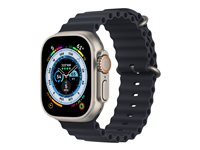 Apple Watch Ultra - 49 mm - titan - smart klocka med Ocean-band - fluoroelastomer - midnatt - handledsstorlek: 130-200 mm - 32 GB - Wi-Fi, LTE, UWB, Bluetooth - 4G - 61.3 g MQFK3KS/A
