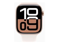 Apple Watch Series 10 (GPS + Cellular) - 46 mm - guldrosa aluminium - smart klocka med sportband - fluoroelastomer - lätt rouge - bandstorlek: M/L - 64 GB - LTE, Wi-Fi 4, UWB, Bluetooth - 4G - 35.3 g MWY73QN/A