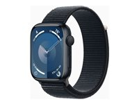 Apple Watch Series 9 (GPS) - 45 mm - midnattsaluminium - smart klocka med sportögla - mjukt nylon i dubbla lager - midnatt - 64 GB - Wi-Fi, Bluetooth, UWB - 38.7 g MR9C3KS/A