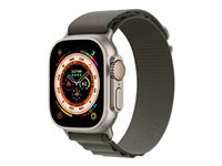 Apple Watch Ultra - 49 mm - titan - smart klocka med Alpine Loop - textil - grön - bandstorlek: S - 32 GB - Wi-Fi, LTE, UWB, Bluetooth - 4G - 61.3 g MNHJ3KS/A