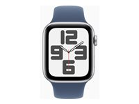 Apple Watch SE (GPS + Cellular) - 2a generation - 44 mm - silveraluminium - smart klocka med sportband - fluoroelastomer - denim - bandstorlek: M/L - 32 GB - LTE, Wi-Fi 4, Bluetooth - 4G - 33 g MXGQ3QN/A