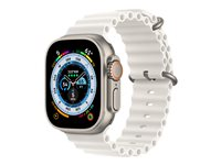 Apple Watch Ultra - 49 mm - titan - smart klocka med Ocean-band - fluoroelastomer - vit - handledsstorlek: 130-200 mm - 32 GB - Wi-Fi, LTE, UWB, Bluetooth - 4G - 61.3 g MNHF3KS/A