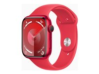 Apple Watch Series 9 (GPS + Cellular) - (PRODUCT) RED - 45 mm - röd aluminium - smart klocka med sportband - fluoroelastomer - röd - bandstorlek: M/L - 64 GB - Wi-Fi, Bluetooth, UWB, LTE - 4G - 39 g MRYG3KS/A