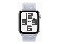 Apple Watch SE (GPS + Cellular) - 2a generation - 44 mm - silveraluminium - smart klocka med sportögla - mjukt nylon i dubbla lager - blå moln - handledsstorlek: 130-200 mm - 32 GB - LTE, Wi-Fi 4, Bluetooth - 4G - 33 g MXGR3QN/A