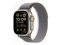 Apple Watch Ultra 2 - 49 mm - titan - smart klocka med Trail Loop - nylonväv - grön/grå - bandstorlek: M/L - 64 GB - LTE, Wi-Fi, Bluetooth, UWB - 4G - 61.4 g MRF43KS/A