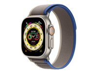Apple Watch Ultra - 49 mm - titan - smart klocka med Trail Loop - mjukt nylon i dubbla lager - blå/grå - bandstorlek: S/M - 32 GB - Wi-Fi, LTE, UWB, Bluetooth - 4G - 61.3 g MNHL3KS/A