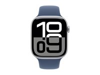 Apple Watch Series 10 (GPS) - 46 mm - silveraluminium - smart klocka med sportband - fluoroelastomer - denim - bandstorlek: M/L - 64 GB - Wi-Fi 4, UWB, Bluetooth - 36.4 g MWWM3QN/A