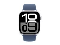 Apple Watch Series 10 (GPS + Cellular) - 42 mm - silveraluminium - smart klocka med sportband - fluoroelastomer - denim - bandstorlek: S/M - 64 GB - LTE, Wi-Fi 4, UWB, Bluetooth - 4G - 29.3 g MWX33QN/A